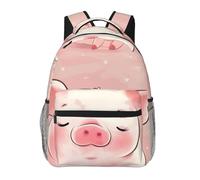 kkvhhyuo Zaino casual con stampa moderna a pois rosa, grigio, bianco, leggero, da viaggio, per uomini e donne, zaino per la scuola per ragazzi e ragazze, Carino maiali rosa, One Size, Zainetto