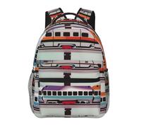 kkvhhyuo Zaino casual con stampa moderna a pois rosa, grigio, bianco, leggero, da viaggio, per uomini e donne, zaino per la scuola per ragazzi e ragazze, Treno Monorotaia, One Size, Zainetto