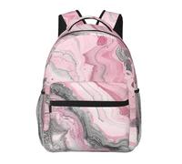 kkvhhyuo Zaino casual con stampa moderna a pois rosa, grigio, bianco, leggero, da viaggio, per uomini e donne, zaino per la scuola per ragazzi e ragazze, Inchiostro Astratto Rosa Marmo Grigio