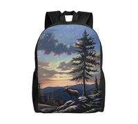 kkvhhyuo Zaino da scuola con stampa orchidee, leggero, per libri, laptop, per uomini e donne, borsa da viaggio per scuola, lavoro., Alce Montagna Pino Albero Selvaggio, One Size, Zainetto