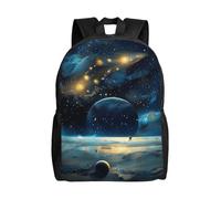 kkvhhyuo Zaino da scuola con stampa orchidee, leggero, per libri, laptop, per uomini e donne, borsa da viaggio per scuola, lavoro., Stelle lunari e pianeti, One Size, Zainetto