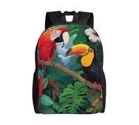 kkvhhyuo Zaino da scuola con stampa orchidee, leggero, per libri, laptop, per uomini e donne, borsa da viaggio per scuola, lavoro., Ara e Tucano Perching delle foreste pluviali americane, One Size