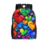 kkvhhyuo Zaino per la scuola con stampa retrò di sirena, leggero, per libri, computer portatile, per uomini e donne, borsa da viaggio per scuola, lavoro e viaggio., Cuori arcobaleno., One Size