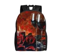 kkvhhyuo Zaino per la scuola con stampa retrò di sirena, leggero, per libri, computer portatile, per uomini e donne, borsa da viaggio per scuola, lavoro e viaggio., Rosa di vino rosso e candela, One