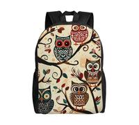 kkvhhyuo Zaino per la scuola con stampa retrò di sirena, leggero, per libri, computer portatile, per uomini e donne, borsa da viaggio per scuola, lavoro e viaggio., Gufi Su Rami Di Albero, One Size