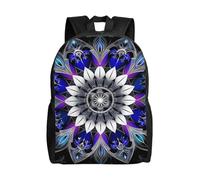 kkvhhyuo Zaino per la scuola con stampa retrò di sirena, leggero, per libri, computer portatile, per uomini e donne, borsa da viaggio per scuola, lavoro e viaggio., Stampa mandala rettangolare, One