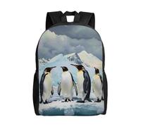 kkvhhyuo Zaino per la scuola con stampa retrò di sirena, leggero, per libri, computer portatile, per uomini e donne, borsa da viaggio per scuola, lavoro e viaggio., Pinguini sull'iceberg, One Size