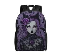 kkvhhyuo Zaino scolastico con stampa matematica leggera per libri e computer portatile, per uomini e donne, borsa da viaggio per scuola, lavoro., Viola Nero Goth Spooky, One Size, Zainetto