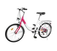 KKVUIIFF - Biciclette da 20 pollici, bici da città a 6 marce, con lampada a LED, rosa adolescenti, freno a V e freno a tamburo, regolabile in altezza