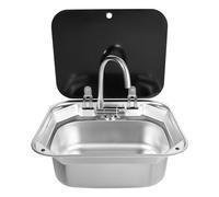 KKVUIIFF RV - Set di lavelli da campeggio, con tubi dell'acqua fredda e calda, per roulotte, camper, 41 x 36,5 x 16 cm