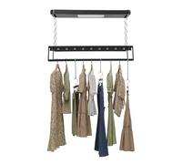 KKVUIIFF Stendibiancheria elettrico, stendibiancheria da parete con telecomando, supporto a soffitto, allungabile, pieghevole, per balconi, lavanderia (nero)