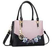 KKXIU 3 scomparti con cerniera borse e borse da donna con manico superiore borsa a tracolla borse da donna, D-nero Viola Fiore, Medium