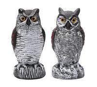 KKY Confezione da 2 gufi finti in plastica, statua da giardino, può respingere i piccioni lontano da casa, giardino, piscina.