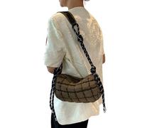 Klaisy Borsa a nuvola trapuntata alla moda da donna, morbida e confortevole, con tracolla regolabile sotto le ascelle, per ragazze e donne, trapuntata, in cotone spaziale, rombo, Marrone