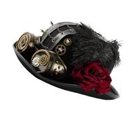 Klaisy Cappello a cilindro vittoriano fatto a mano con occhiali a catena ingranaggi Rose Decors Roleplay Costume Copricapo Cupola per spettacoli teatrali Costume vittoriano