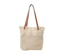 Klaisy Elegante borsa da donna in cotone, alla moda, borsa da spiaggia, ideale per shopping in città e vacanze, feste, attività casual, Beige, One Size