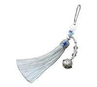 Klaisy Elegante ciondolo tradizionale a forma di campane con nappe morbide, portachiavi da appendere, accessorio unico alla moda da donna, grigio, Taglia unica