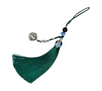 Klaisy Elegante ciondolo tradizionale a forma di campane con nappe morbide, portachiavi da appendere, accessorio unico alla moda da donna, Verde scuro, Taglia unica