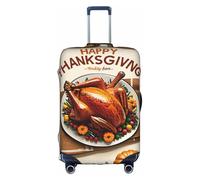 KLAMN Copertura per bagagli con stampa artistica Happy Thanksgiving da 45,7 a 81,7 cm, bianco, S
