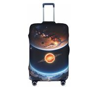 KLAMN Copertura per bagagli con stampa con vista del pianeta, copertura elastica per valigie da viaggio, 45-81 cm, bianco, XL