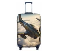 KLAMN Copertura per bagagli con stampa di aereo da guerra, copertura elastica per valigie da viaggio, 45-81 cm, bianco, S