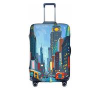 KLAMN Copertura per bagagli con stampa di dipinti di New York, copertura elastica per valigia, da 45,7 a 81,7 cm, bianco, L