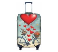 KLAMN Copertura per bagagli con stampa di due cuori innamorati sulla bicicletta, copertura elastica per bagagli da viaggio, 45,7 - 81,7 cm, bianco, M