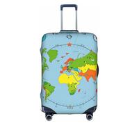 KLAMN Copertura per bagagli con stampa mappa del fuso orario, copertura elastica per valigie da viaggio, 45-81 cm, bianco, XL