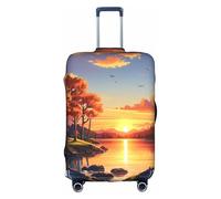 KLAMN Copertura per bagagli con stampa paesaggio tramonto, copertura elastica per valigie da viaggio, 45-81 cm, bianco, S
