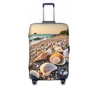 KLAMN Seashells by the seashore - Copertura per bagagli con stampa, da viaggio, elastica, per valigie, 45-81 cm, bianco, L