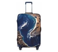 KLAMN View of Earth from the Outer Space Print - Copertura per bagagli da viaggio, elastica, per valigie, 45-81 cm, bianco, M