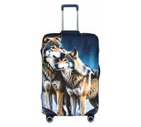 KLAMN Wolves Love Under The Moon - Copertura per bagagli con stampa di animali selvatici, copertura elastica per valigia, 45-81 cm, bianco, L