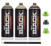 Set di bombolette spray Montana camouflage, matita per disegno Molotow, testine di ricambio - diverse larghezze di tratto - Spray colorato altamente coprente - ad asciugatura rapida