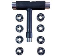 KLAMOTTEN STORE Skateboard T-Tool + 8 cuscinetti a sfera attrezzi longboard accessori multifunzione (cuscinetti a sfera verde)