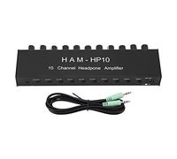 Klanata Amplificatore per cuffie stereo a 10 canali e distributore audio - Splitter di segnale a 1 ingresso e 10 uscite con controllo del volume individuale - Compatibile con cuffie da
