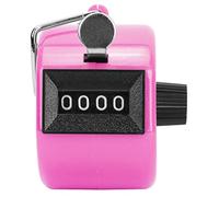 Klanata Berm Contatore Manuale Blu a 4 cifre Strumento di conteggio Manuale con Custodia in Metallo Manopola di ripristino in plastica e Gancio per statistiche Flusso di Traffico e (Rosa)