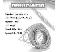 Klanata Filo per decespugliatore con Nucleo in Filo di Acciaio da 3,0 mm per decespugliatori e tagliaerba - Cavo di Ricambio per Bobina da 1 libbra - Filo Rinforzato in Acciaio Resistente (2)