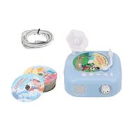 Klanata Lettore di Carte didattiche per Bambini con fonografo con 60 Carte educative, Lettore di storie dal Design di Coniglio con Funzione di Registrazione e Luce Bianca Ambientale, (Blu)