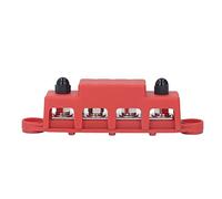 Klanata Modulo blocco distribuzione alimentazione barra collettrice DC 48V 250A M8 per yacht marino - Scatola sbarre collettrici per carichi pesanti con piastra in ottone a bassa (Rossa)