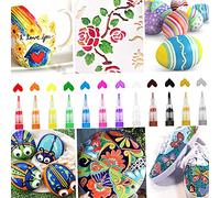 Klanata Set di pennarelli acrilici da 12 colori - Pennarelli artistici a base d'acqua con punta fine da 0,7 a 2 mm per applicazioni su legno, pietra, metallo, vetro, ceramica, tela e