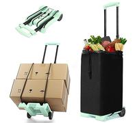 Klappbare Sackkarre, mit geräuschlosen, verschleißfesten PVC-Rädern und verstellbarer Deichsel, Tragkraft 40 kg/88 lb und geringes Gewicht (3.1LBS) Folding Hand Truck BY07 Green pro Vert