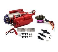 KLAPR Trasmissione del cambio a 2 velocità in metallo pieno di tre generazioni (con servo) per B1 B14 B24 C14 C24 MN D90 D91 MN96 1/12 RC parti auto (rosso con servo)