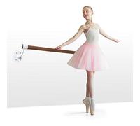 KLAR FIT Barre Mur - Sbarra Danza Classica, Montaggio a Parete, Sbarra Danza per Casa Salvaspazio, 110cm, Adatta ai Bambini, Sbarra: 38mm Ø, Effetto Legno, Acciaio Rivestito a Polveri, Bianco
