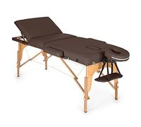 KLAR FIT Klarfit MT 500 Lettino da Massaggio Portatile - Lettino Estetista 210cm, Peso Massimo 200 kg, Due Poggiatesta, Schienale 10 Regolazioni, Apertura Viso, Ripiegabile, con Borsone, Marrone