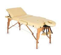 KLAR FIT MT 500 Lettino da Massaggio Portatile - Lettino Estetista 210cm, Peso Massimo 200 kg, Due Poggiatesta, Schienale 10 Regolazioni, Apertura Viso, Ripiegabile, con Borsone, Beige