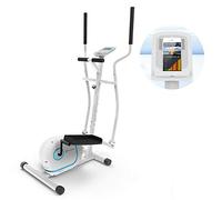Klar Fit Myon Cross - Ellittica, Cyclette, Ellittica da Casa, Volano 12 kg, Frenata Magnetica, Supporto Tablet, Trasmissione a Cinghia, Sensore Impulsi, Bianco