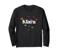 Klara - Bellissimo Nome di Ragazza con Farfalle Colorate Maglia a Manica