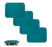 Klareware - Coperchi di ricambio in plastica rettangolare per contenitori per alimenti Klareware e Pyrex 7210, confezione da 4 pezzi, colore: turchese