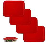 Klareware - Coperchi di ricambio rettangolari in plastica per contenitori per alimenti Klareware e Pyrex 7211-PC, confezione da 4 pezzi, colore: rosso