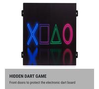 KLARFIT Dartmaster 180 - Bersaglio da freccette, sportelli frontali, incl. 12 freccette & 24 punte, alimentatore, montaggio a parete